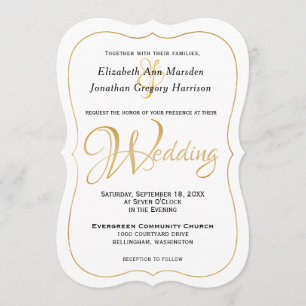 Invitación Guión de oro formal elegante para muchas aguas
