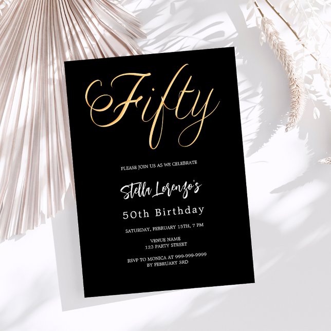 Invitación Guión de oro negro 50 cumpleaños (Subido por el creador)
