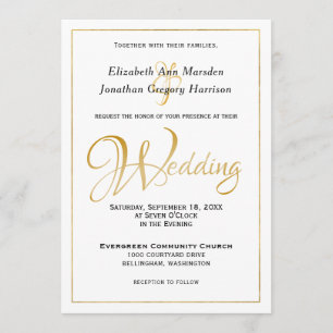 Invitación Guión de oro negro elegante para muchas aguas