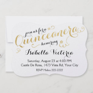 Invitación Guión de oro Quinceañera