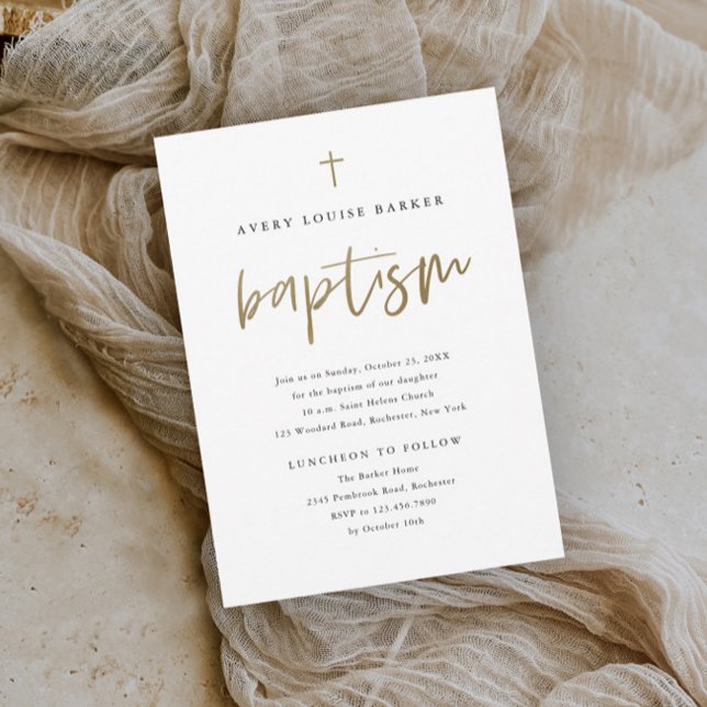 Invitación Guión de oro simple bautismo religioso (Subido por el creador)