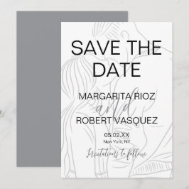 Invitación Guión de Pareja Adorable Guardar la Fecha