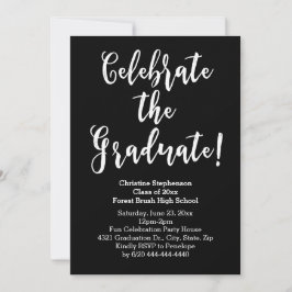 Invitación Guión de pincel blanco celebra la graduación