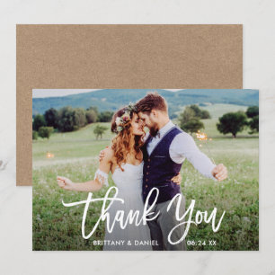 Invitación Guión de pincel fotográfico boda Kraft