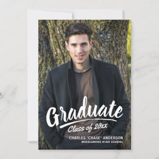 Invitación Guión de pincel Graduación moderna 2-Fiesta de fot