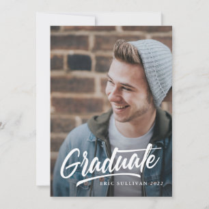 Invitación Guión de pincel Graduación moderna Fiesta de fotog