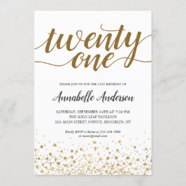 Invitación Guión de puntos modernos de oro de 21 años
