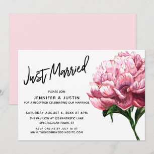 Invitación Guión de recién casados, flor de peonía acuarela r