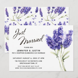Invitación Guión de Recién Casados, Flores de Lavanda Acuarel