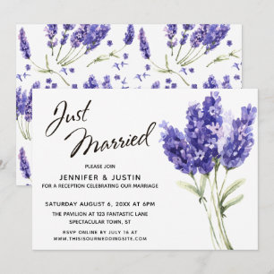 Invitación Guión de Recién Casados, Flores de Lavanda Acuarel