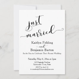 Invitación Guión de recién casados Recepción en blanco y negr
