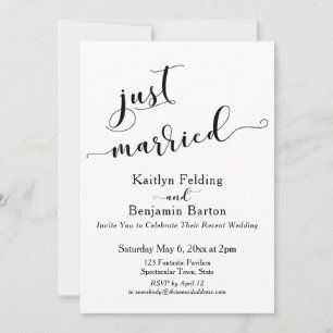 Invitación Guión de recién casados Recepción en blanco y negr