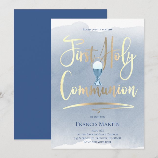 Invitación Guión de Relieve metalizado de oro de FAUX | Prime (Anverso / Reverso)