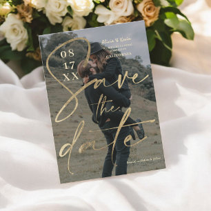 Invitación Guión de Relieve metalizado de oro en negrita mode