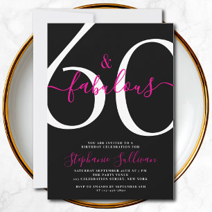 Invitación Guión de Sesenta y Fabuloso Fiesta de cumpleaños 6