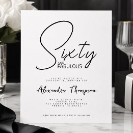 Invitación Guión de Sesenta y Fabuloso Fiesta de cumpleaños 6
