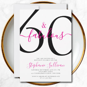 Invitación Guión de sesenta y fabuloso para fiesta de cumplea