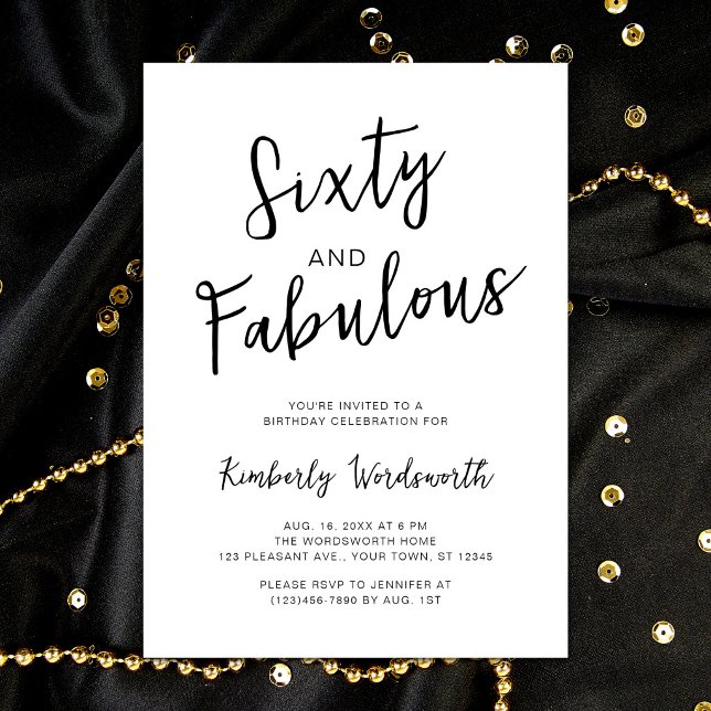 Invitación Guión de sesenta y fabulosos para fiesta de cumple (Subido por el creador)