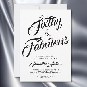 Invitación Guión de sesenta y fabulosos para fiesta de cumple