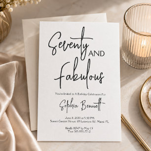 Invitación Guión de setenta y fabuloso cumpleaños número 70