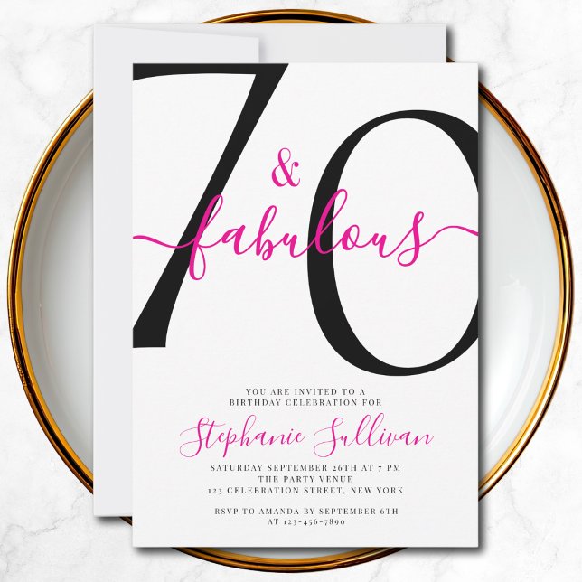 Invitación Guión de setenta y fabuloso Fiesta de cumpleaños n (Subido por el creador)