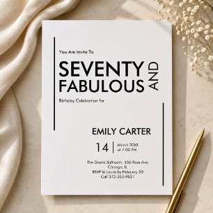 Invitación Guión de setenta y fabuloso para fiesta de cumplea