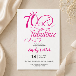 Invitación Guión de setenta y fabuloso rosa Cumpleaños 70