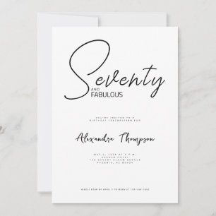 Invitación Guión de setenta y fabulosos para fiesta de cumple