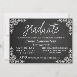 Invitación Guión de teclado | Floral | Graduación de Open Hou