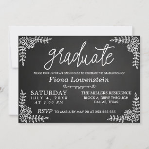 Invitación Guión de teclado   Floral   Graduación de Open Hou