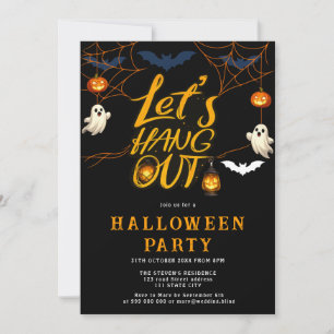Invitación Guión de telaraña de Halloween naranja para fiesta