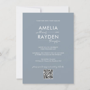 Invitación Guión de tipografía azul turbulento Foto Boda de c