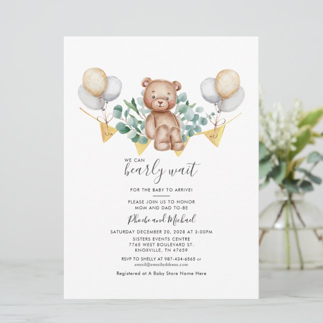 Invitación Guión de verde de la pareja del oso Eucalyptus Bab (Anverso de pie)