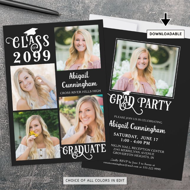 Invitación Guión del año de clase Grado Fiesta 5 Fotos Fancy (Subido por el creador)