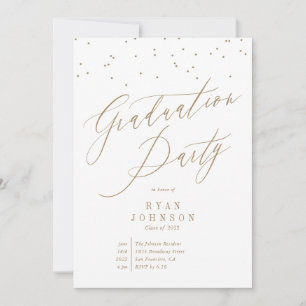 Invitación Guión del partido de graduación de Confetti Gold