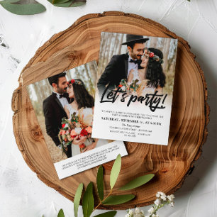 Invitación Guión del pincel negro Vamos Boda de fotos Fiesta