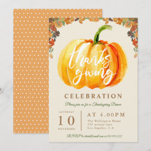 Invitación guión divertido calabaza acuarela cena de acción d