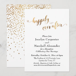 Invitación Guión Dorado Confeti de Feliz Para Siempre en el R