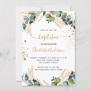 Invitación Guión dorado de berenjenas eucaliptos