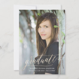 Invitación Guión dorado de grado dorado en la graduación de R