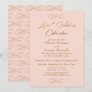 Invitación Guión Dorado Después de la Celebración de Boda Rub