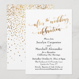Invitación Guión dorado después de la celebración de la boda 