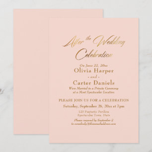 Invitación Guión Dorado Después de la Celebración de la Boda 