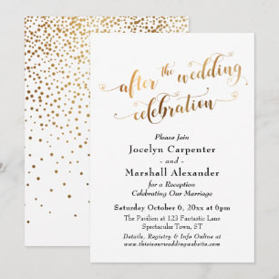 Invitación Guión dorado después de la celebración del Boda Co