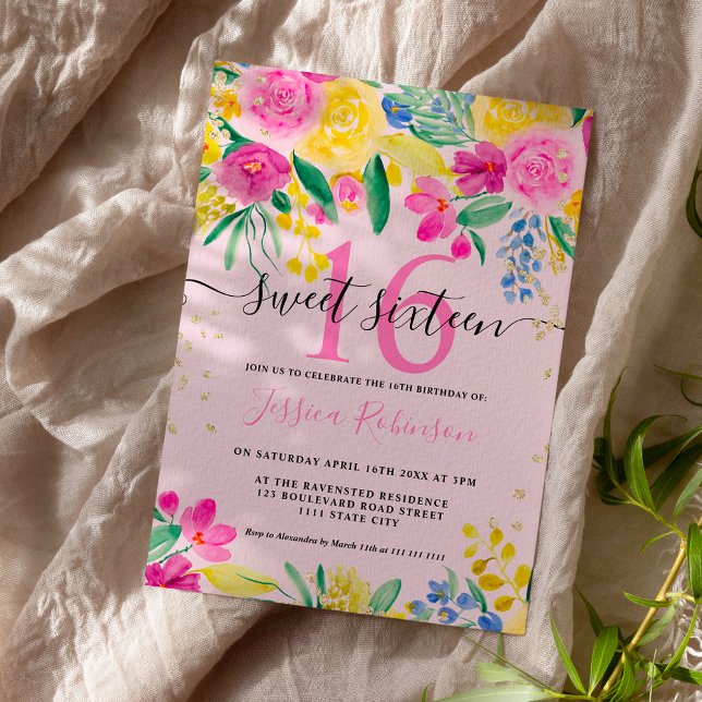Invitación Guión dorado floral amarillo brillante amarillo ro (Subido por el creador)