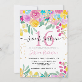 Invitación Guión dorado floral amarillo dorado Primavera Swee