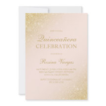 Guión dorado Glam purpurina rosado Quinceanera