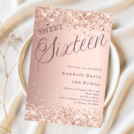 Invitación Guión dorado moderno Sweet 16