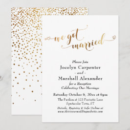 Invitación Guión dorado Nos Casamos Confeti Atrás