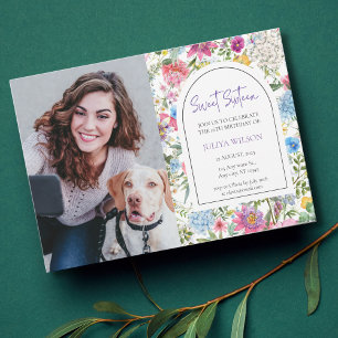 Invitación Guión dulce 16 flores silvestres de jardín